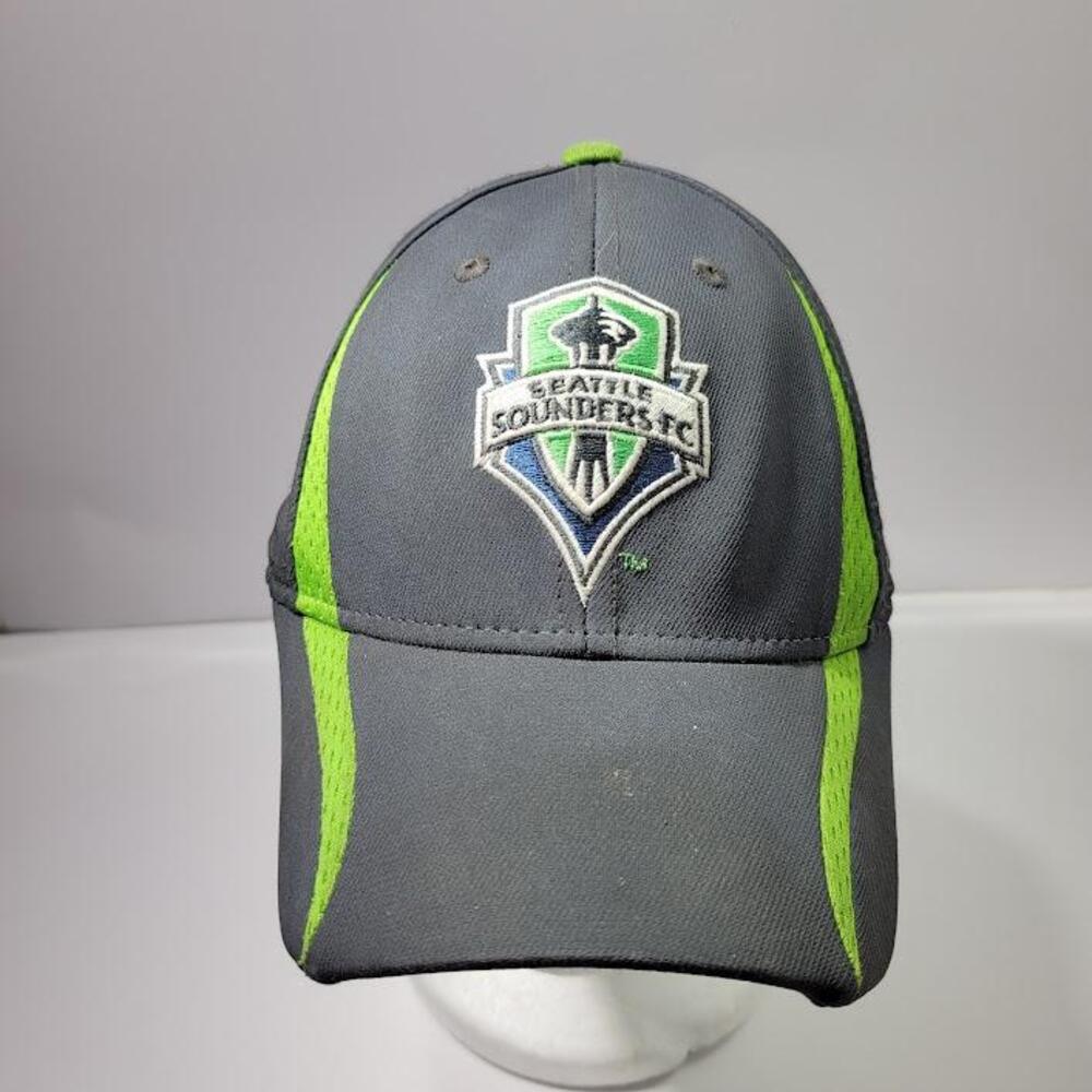 Seattle Sounders FC Hat Cap Fitted Mens XL Gray Green MLS Soccer Stretch Adidas